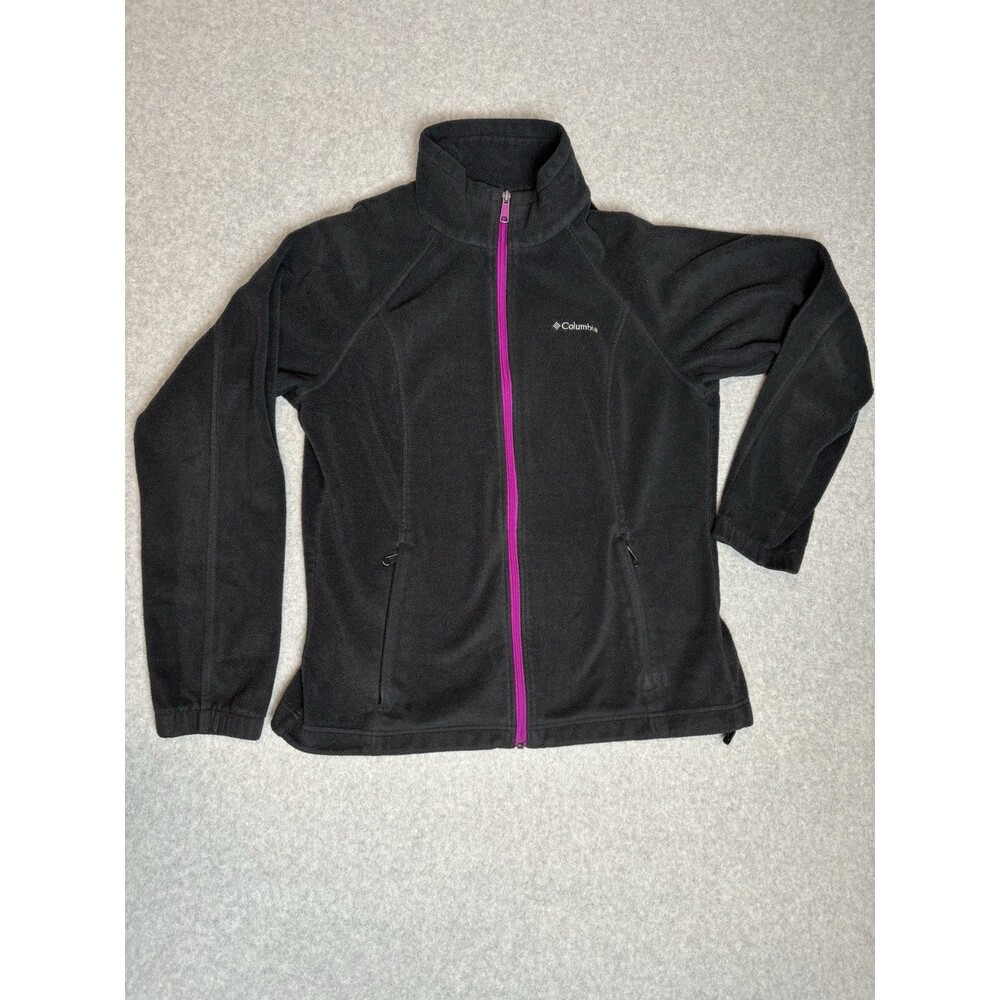 Columbia Jacket Women’s Full Zip Long Sleeve Black Purple‎ Fleece Outdoors Large
